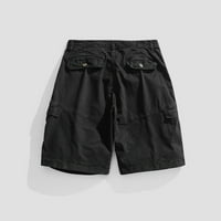 Zpanxa muški kratke hlače Ljetni na otvorenom Ležerne prilike za patchwork Hratke za višestruke džepne atletske teretane Trčalice s džepovima Crna S