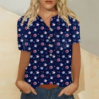 Ženska modna tiskana uzorka gumb niz džep na prsima kratka majica kratkih rukava na prodaju XL mornarica