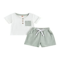 Thaisu Toddler Baby Boys Grils Ljeto odijelo Ležerne prilike kratkog rukava Džepne majice Tors Hotcres