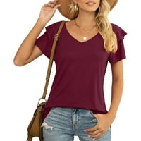 Majice teretane AAYOMET za žene Ženska majica kratkih rukava V-izrez, XL