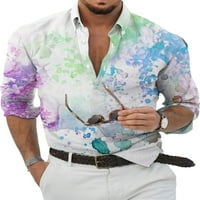 Colisha Muška bluza Dugme Down Summer Košulje rever na vratu Dizalici Dosta plaža Dugi rukav Tee Style-h