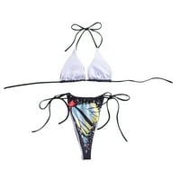 Fnochy Tankini vrhovi za žene plus veličine V izrez Bikini tiskani plivajući kopčani kostim visokog