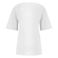 Scyoekwg Plus Graphic Tees za žene Ljeto kratkih rukava majice Casual okrugli vrat Roll uff ruffe uzorak Ispis majica Labavi fit bluze # a02 = bijeli s