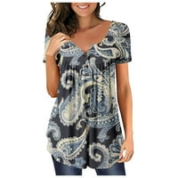 Ženska ženska plus veličine Tunic vrhovi kratkih rukava V rect košulja pulover grafički tee bluze 4xl
