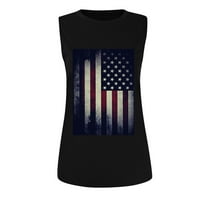 Fnohy ženske tens Grafički grafički tee prevelizirani ljetni američki tenkovi za zastavu USA USA zastava zvijezde Stripes tiskane majice bez rukava
