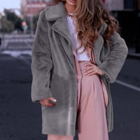Homenesgenics Womens Plus Veličina dame casual moda čvrsta boja Plušaj topla jakna kaput