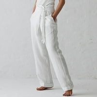 Ženske casual pantalone - labave udobne hlače elastične struine opuštene fit baggy čvrste hlače sa širokim