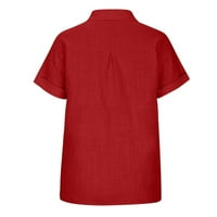 Camend Womens Ljetni vrhovi Modni Boho Puni gumb V-izrez Prevelizirana majica Casual Labavi plus veličina