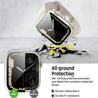U vodootpornom slučaju za Apple Watch Series & Series zaštitnik zaslona, ​​zaštitno staklo lice za lice tvrdog branika + stražnji okvir za iWatch dodatnu opremu, jasan
