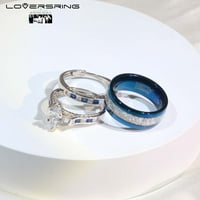 Podesiva veličina vjenčani prsten njegove i njene parove žene za žene sterling srebrni plavi CZ MAN