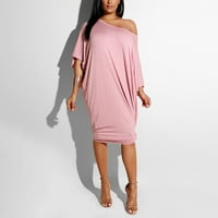 Haljina Moda New Benchmark Himeway Ženska modna kratka rukava Ležerne prilike plus veličine Solid Color Haljina ružičasta L