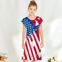 Lovskoo Toddler Djevojka Dečija Nezavisnost Dan Trendy Slatka haljina za presvlake s kratkim rukavima