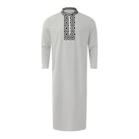 Muška majica Arabia Casual Dugi rukav džep labavi ogrtač Robe Plaid za štampanje za muškarce