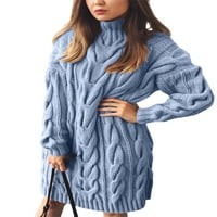 Voguele žene Jumper vrhovi dugih rukava pleteni džemperi zimski topli pulover chic pleteni džemper običan