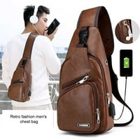 Enquiret MAN Jednokrevetna torba za jednu rame Prijenosna puna boja prozračna više džepa USB modne torbe za podesive torbe za rođendan, crna