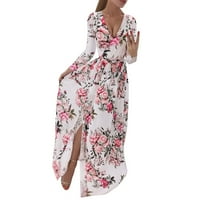 TOTO mini haljine za žene dugih rukava V-izrez šifon cvjetni print boho haljina Elegantna cvijeća modna