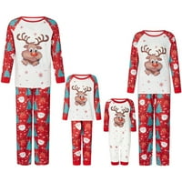 Božićne pidžame za obitelj slatka jelena print dugih rukava raglan tops + pantalone postavljene jeseni