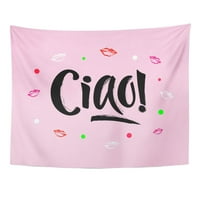 Ručno slovo Riječ Hello Ciao italijanski jezik na ružičasti ukrašeni oblici za naljepnicu Zidno umjetnost