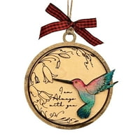 Heiheiup Hummingbird Privjesak Božićni drveni ukras Privjesak za zauvijek ukrašavanje ukrašavanja božićnih