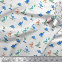 Soimoi White Rayon Tkaninski balon i dinosaur Dječji dekor tkanina od tiskanog dvorišta široko