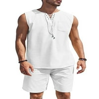 Groanlook muške trenerke bez rukava čipke i kratke hlače s džepovima Sejogger setovi Ljetne casual labave