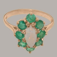 Britanci napravio 14K ružičarski zlatni prsten sa prirodnim Oparagdnim i smaragdnim ženskim prstenom - Opcije veličine - Veličina 11.25