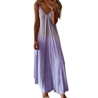 Ženske haljine Ljeto dugačka camisole casual v Rezervoar za vrat Maxi print haljina bez rukava bez rukava