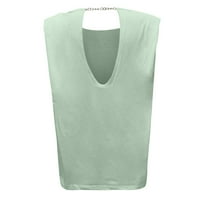 Gotyou Proljetni vrhovi modna ženska majica Solid casual bluza seksi lančani rezervoar bez leđa Green