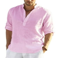 Kupretty Muška majica za muške pamučne Henley - Ležerne tipke s dugim rukavima na majicama na plaži