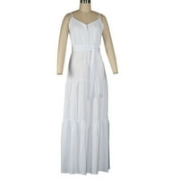 Bijela haljina modne žene ljetni boho bez rukava za zavoj s rukavima za zavoj na plažu haljina za obrubne