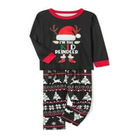 Allshope Božićna porodica Pajamas Podudarni set, pisma s dugim rukavima Šeširska majica sa drvenim viljkom