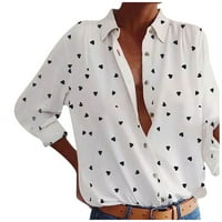 Ženska casual love tiskana majica s dugim rukavima modni gumb olabaviti vrhove hot8sl4870492