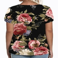 Abtel Women Majica V izrez Plus veličine Bohemian Ljetne T košulje Ladies Lounge Holiday Bluuse Pink 4xl