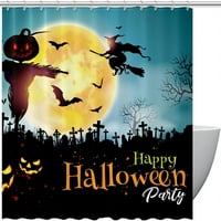 Halloween Party Moon Witch Faurcrow Bat Tomb Tuš Curkin Vodootporna oprema za pranje zastori poliester kupaonica zavjesa sa kukama 72 x72