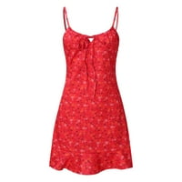 Ženska modna cvjetna print Bodycon mini haljina s ramena ruffle swing haljina casual haljina bez rukava