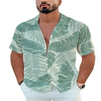 Capreze Muška ljetne košulje cvjetno ispis bluza kratki rukav na vrhu havajskih kratkih rezervacija vrata majica c l