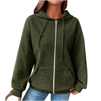 HOODIES VONCOS-a za žene bave udobne pad i zimske košulje za toplu pulover Loop patentni zatvarač sa