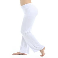 Niuer Dame Yoga Hlače ravne dno noge Solidne tajice u boji Stretch džings High Squiste pantalone bijele