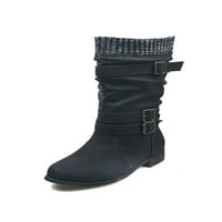 Zodanni Žene Ležerne kožne jahanje Boot hodanje udobnosti Slouch Sred-Calf čizme protiv klizanja modni