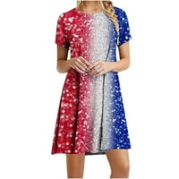 Odjeća 4. jula za ženske grafičke haljine za ispis modne patriotske haljine crvena bijela i plava haljina