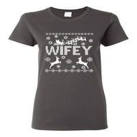Božićna supruga voli ružni božićni džemper ženska grafička majica, Kelly, mali