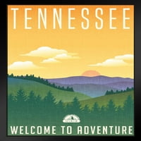Tennessee Dobrodošli u avanturu Retro Travel Art Crnog drveta Uokvireni poster 14x20
