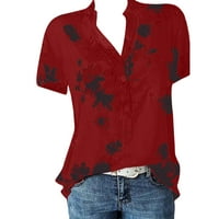 HGW Fashion Plus kratka štamparska majica za jednostavnu rukavu Veličina top bluza Ženska džepna ženska