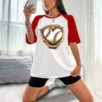 majice Jsaierl bejzbol mami za žene kratki rukav grafički majica labavi okrugli vrat smiješni gornji
