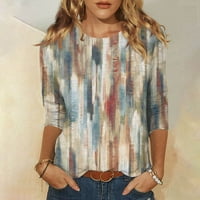 Ženska modna casual Three Quarter rukava Print Pulover za okrugli vrat Top bluza