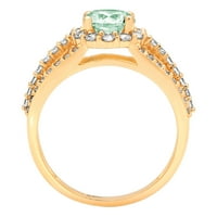 1.76ct okrugli rez zeleni simulirani dijamant 18k žuti zlatni godišnjica Angažovanje halo prstena veličine