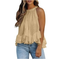 Azrian Plus sizene bluze Ženska modna čvrstoća boja okrugli vrat za prajnu prsluk sa majicom Labavi gornji prikaz prodaja