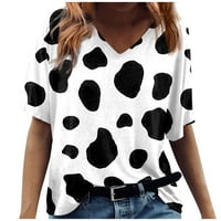 Ljetne ženske košulje Ženska moda Ležerne prilike Print V-izrez Kratki rukovi ispisana majica kravlje