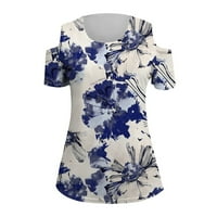 Žene Ljetne bluze Ženski okrugli dekolte Kratki rukav Pulover Tunic Tops modne ležerne majice bez kaiševa Tee White 3xl
