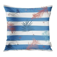 Plavi palmi lišće uzorak prugasti crveni mornarički kokosovi i banana Ljetnji ljetni šareni jastučni
